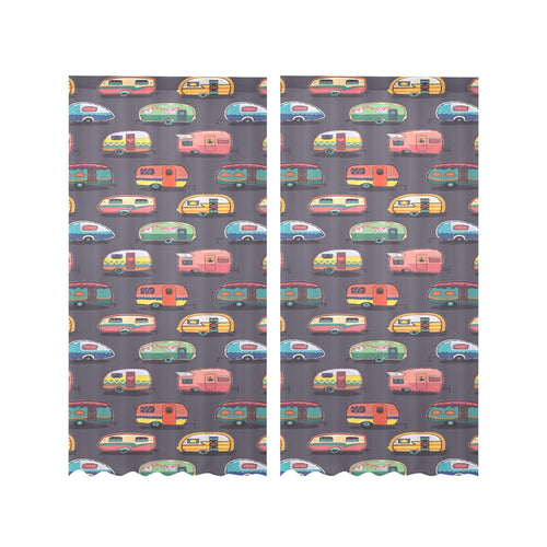 Camper Van Pattern Print Design 02 Gauze Curtain