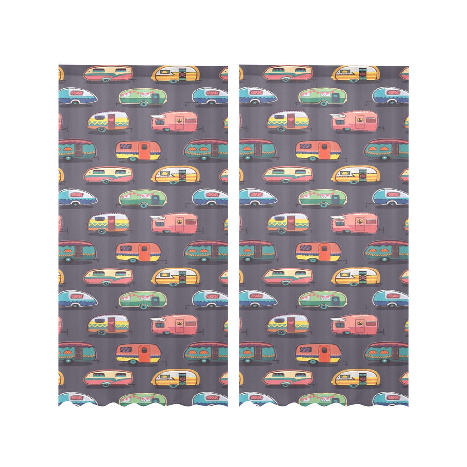 Camper Van Pattern Print Design 02 Gauze Curtain