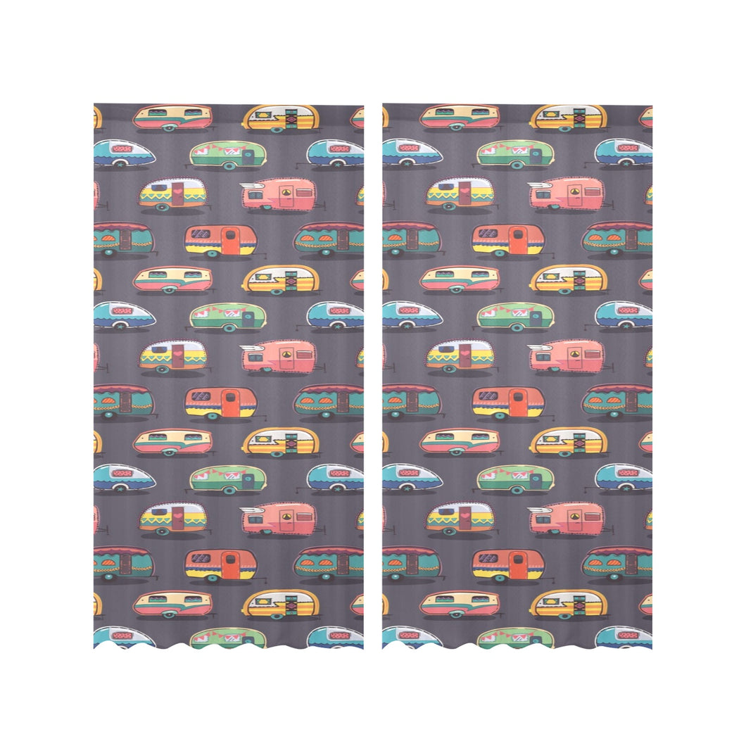 Camper Van Pattern Print Design 02 Gauze Curtain