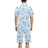 Cute panda pattern Men's V-Neck Short Pajama Set