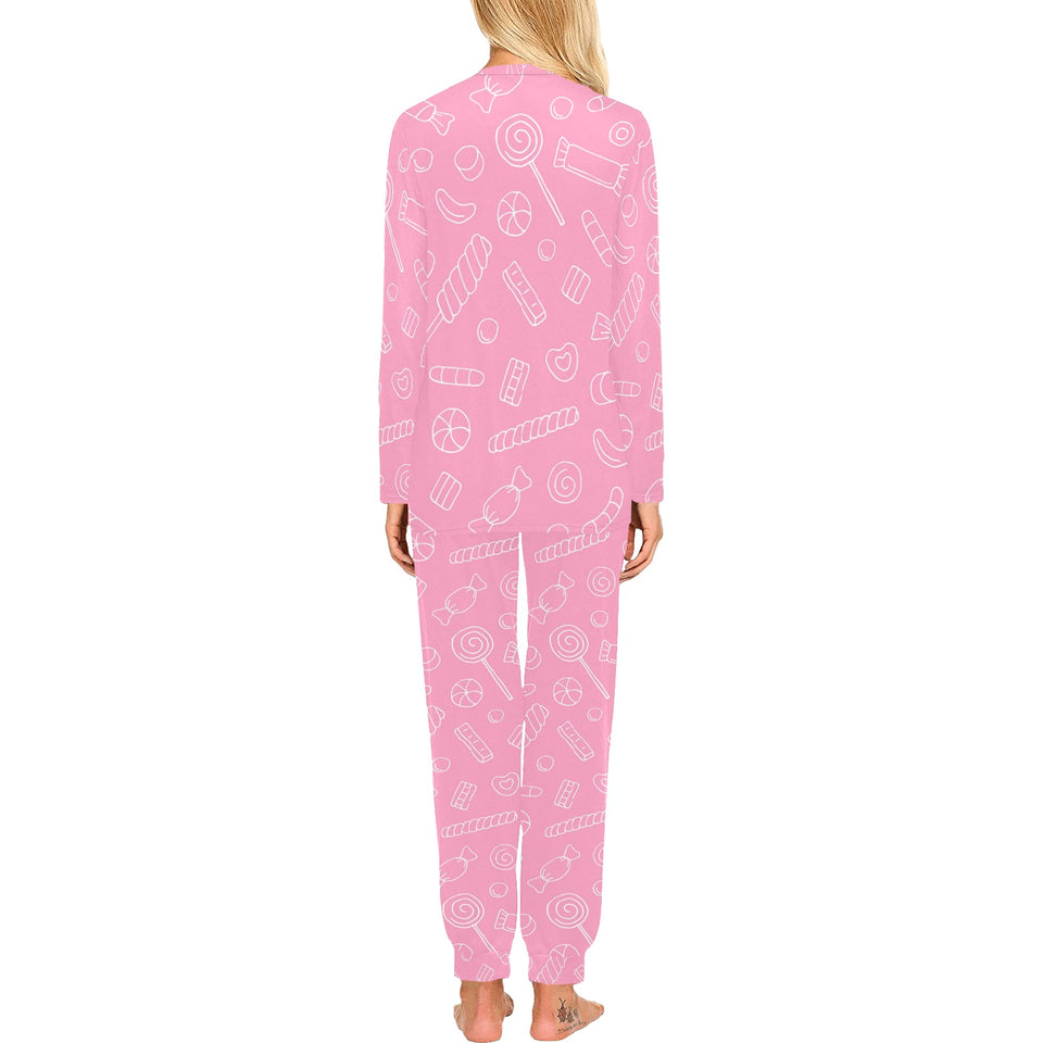 Sweet candy pink background Women's All Over Print Pajama Set
