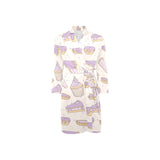 Cakes pies tarts muffins and eclairs purple bluebe Men's Long Sleeve Belted Night Robe