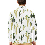 Cute cactus pattern Men's Long Sleeve Polo Shirt