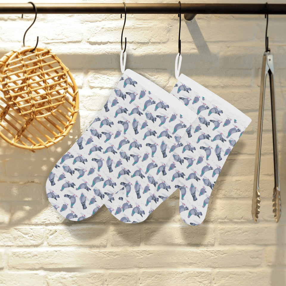 Pigeon Pattern Print Design 03 Heat Resistant Oven Mitts