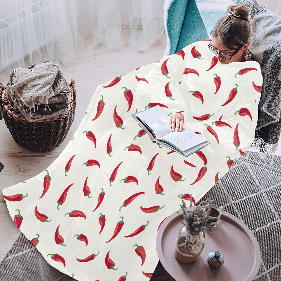 Chili peppers pattern Blanket Robe with Sleeves
