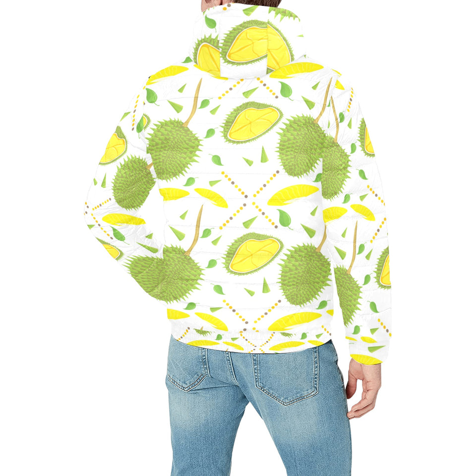 Durian pattern background Men's Padded Hooded Jacket
