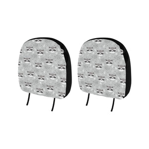 Cute raccoons leaves dot Car Headrest Cover