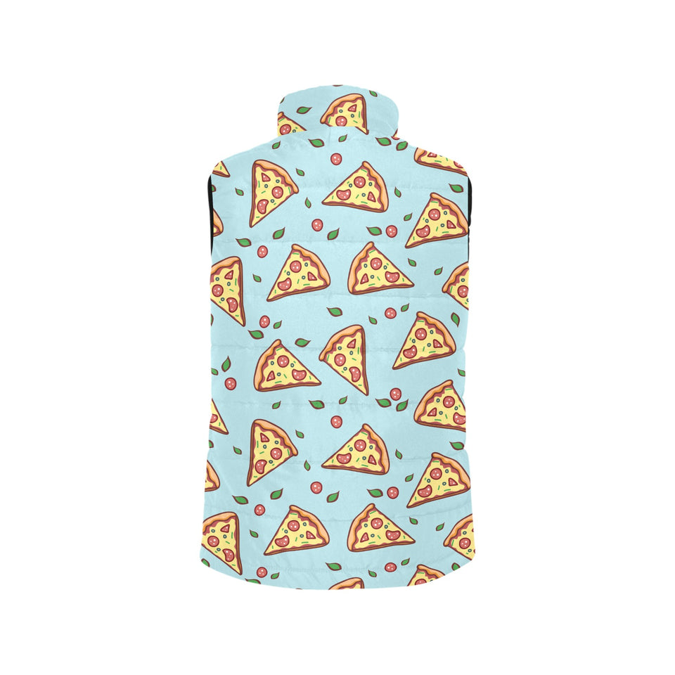 Hand drawn pizza blue background Women's Padded Vest