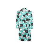 Hedgehog Pattern Print Design 03 Men's Long Sleeve Belted Night Robe