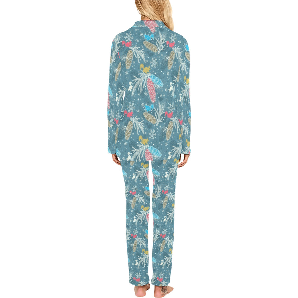 Squirrel Pattern Print Design 01 Women's Long Pajama Set