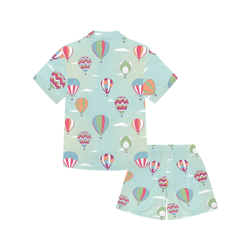 Hot Air Balloon design Pattern Kids' Boys' Girls' V-Neck Short Pajama Set