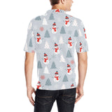 Snowman christmas tree snow gray background Men's All Over Print Polo Shirt
