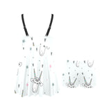 Cute goat design pattern Chest Sexy Pleated Two Piece Swim Dress