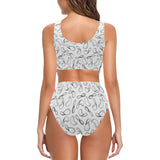 Potato Chips Pattern Print Design 04 Chest Bowknot High Waisted Bikini Swimsuit