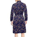 Eggplant Pattern Print Design 04 Men's Long Sleeve Belted Night Robe