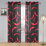 Chili peppers pattern black background Gauze Curtain
