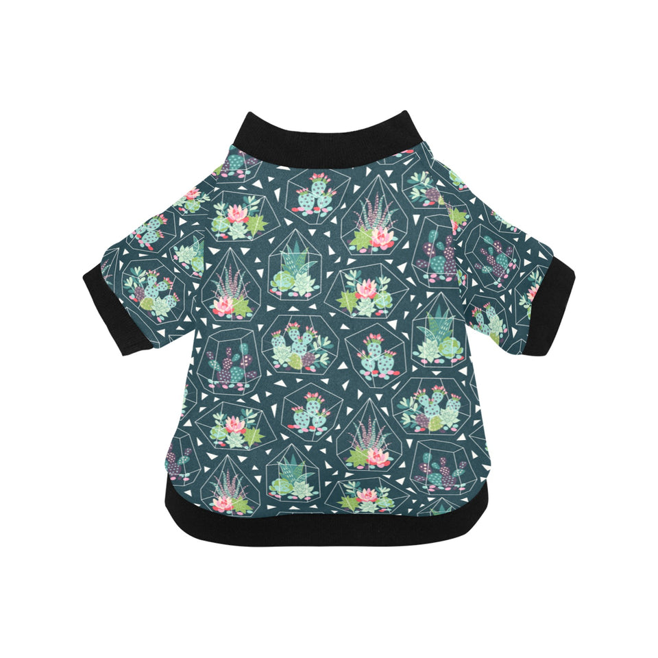 Cactus glass terrarium pattern All Over Print Pet Dog Round Neck Fuzzy Shirt