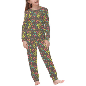 Music Notes Pattern Print Design 05 Kids' Boys' Girls' All Over Print Pajama Set