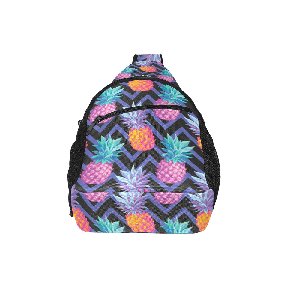 Pineapples pattern zigzag background All Over Print Chest Bag