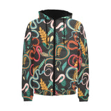Colorful snake plant pattern Men's Padded Hooded Jacket
