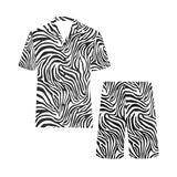 Zebra skin pattern Men's V-Neck Short Pajama Set