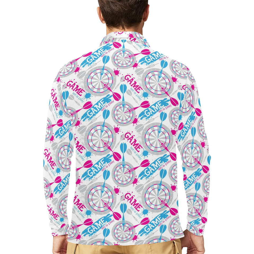 Darts Pattern Print Design 01 Men's Long Sleeve Polo Shirt