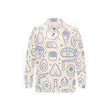 Cute sushi icon pattern Men's Long Sleeve Polo Shirt