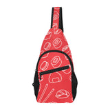 sushi pattern red background All Over Print Chest Bag