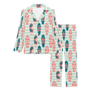 Surfboard Pattern Print Design 02 Women's Long Pajama Set