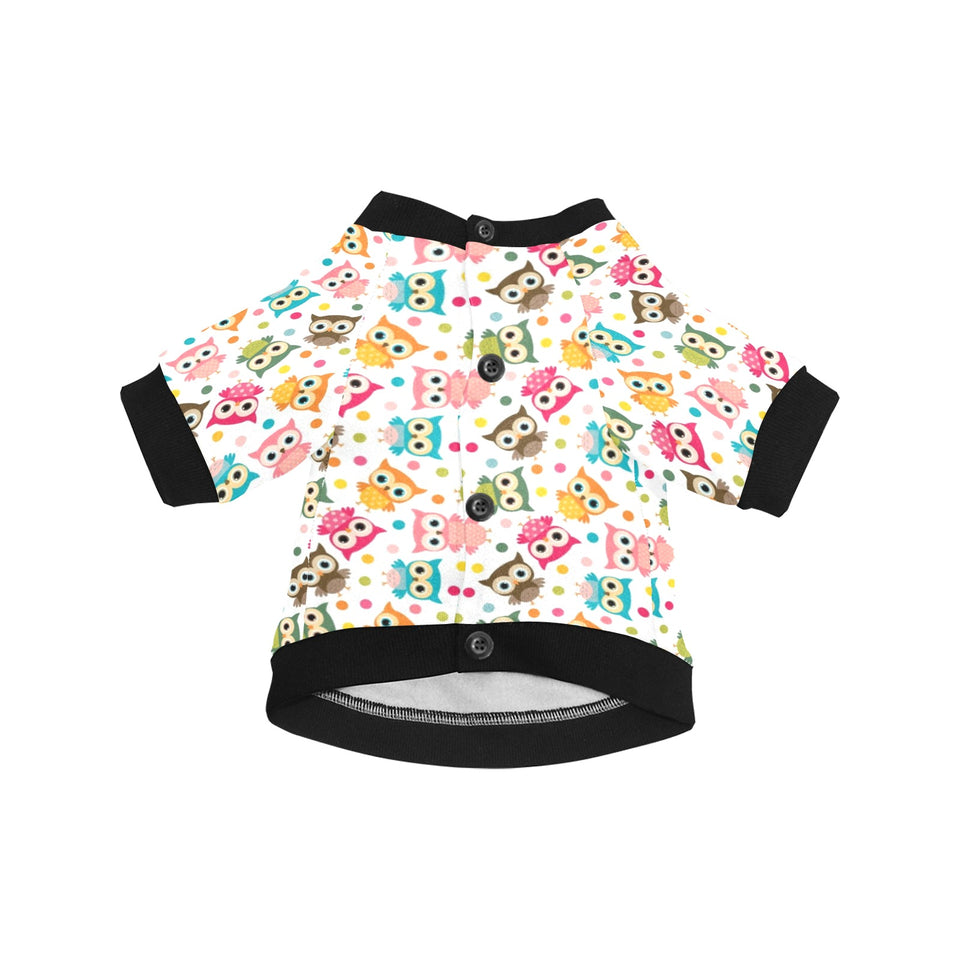 Color cute owl pattern All Over Print Pet Dog Round Neck Fuzzy Shirt
