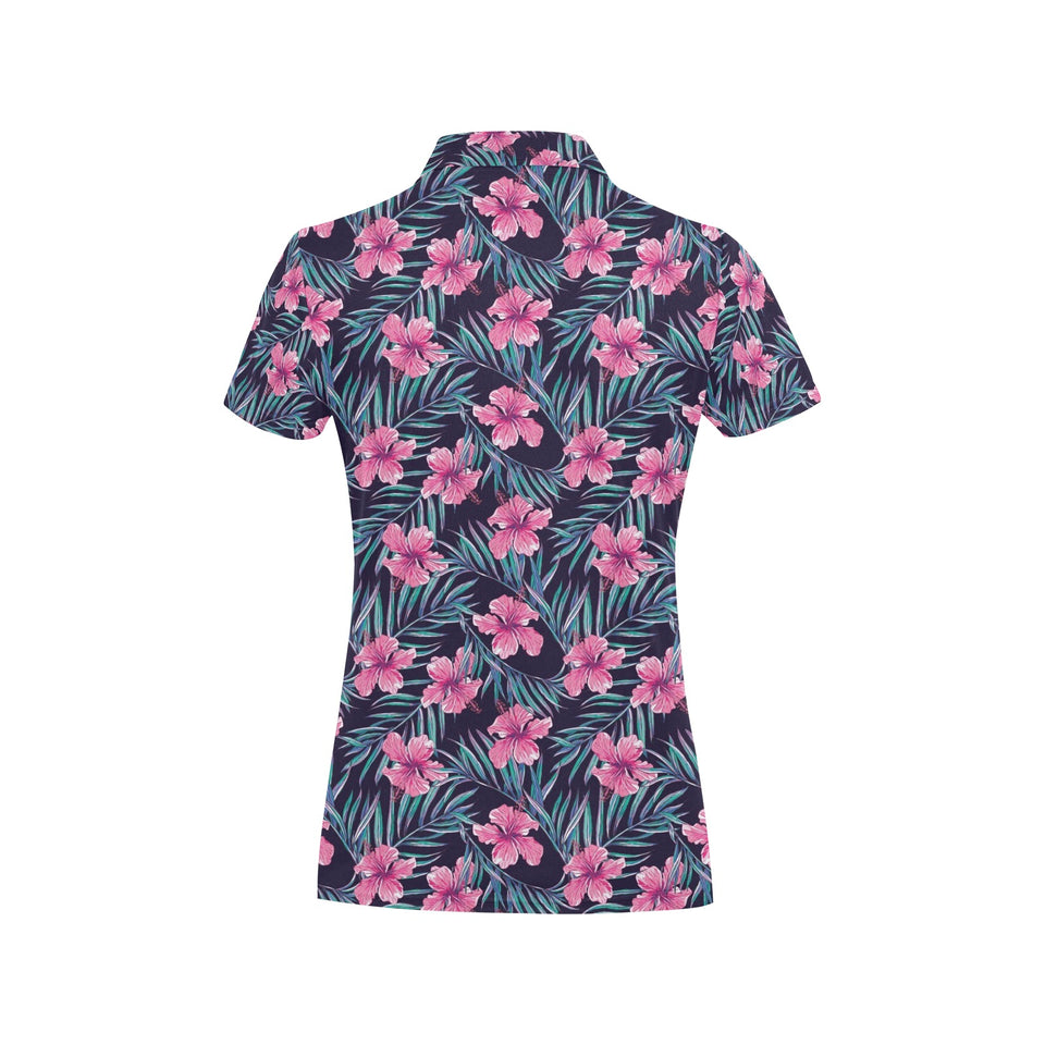 Hibiscus Pattern Print Design 05 Women's All Over Print Polo Shirt