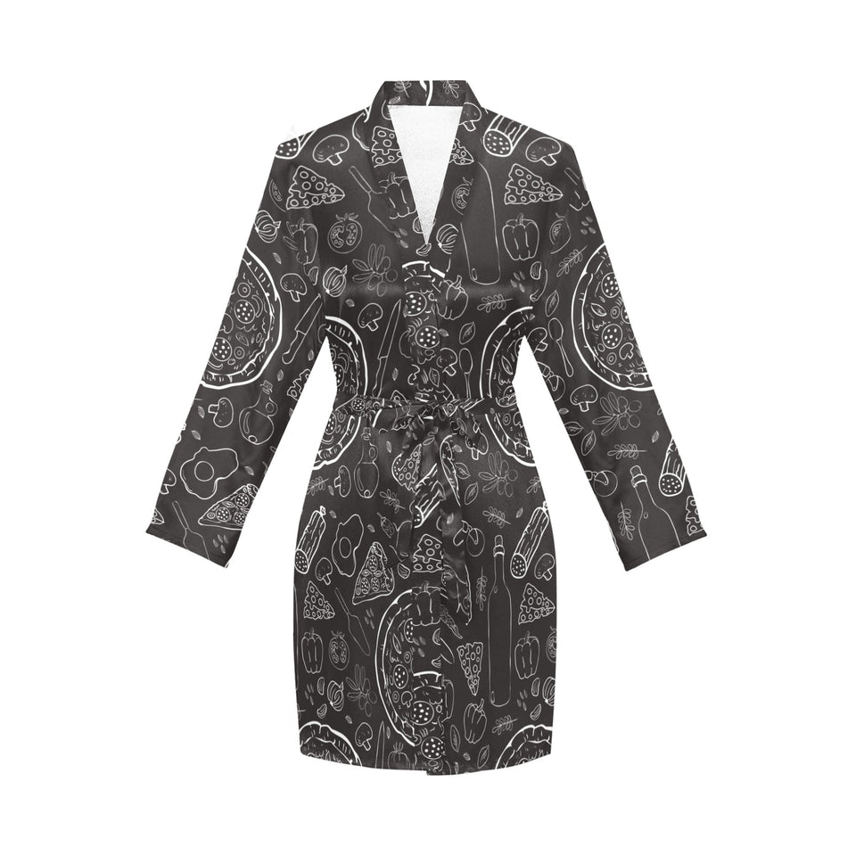 Pizza pattern Women's Long Sleeve Belted Night Robe