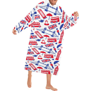 British Pattern Print Design 01 Blanket Robe with Sleeves