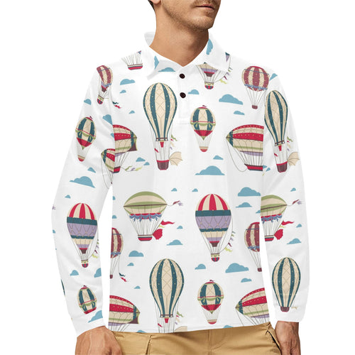 Hot air balloon pattern Men's Long Sleeve Polo Shirt