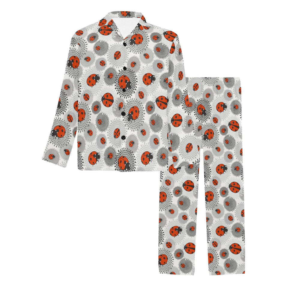 Ladybug Pattern Print Design 05 Men's Long Pajama Set