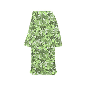 Canabis Marijuana Weed Pattern Print Design 01 Blanket Robe with Sleeves