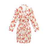 Canada Pattern Print Design 01 Women's Long Sleeve Belted Night Robe