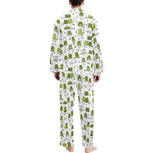 Sketch funny frog pattern Men's Long Pajama Set
