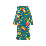 French fries red paper box pattern Blanket Robe with Sleeves
