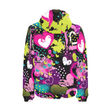 heart dot wave star creative design pattern Men's Padded Hooded Jacket