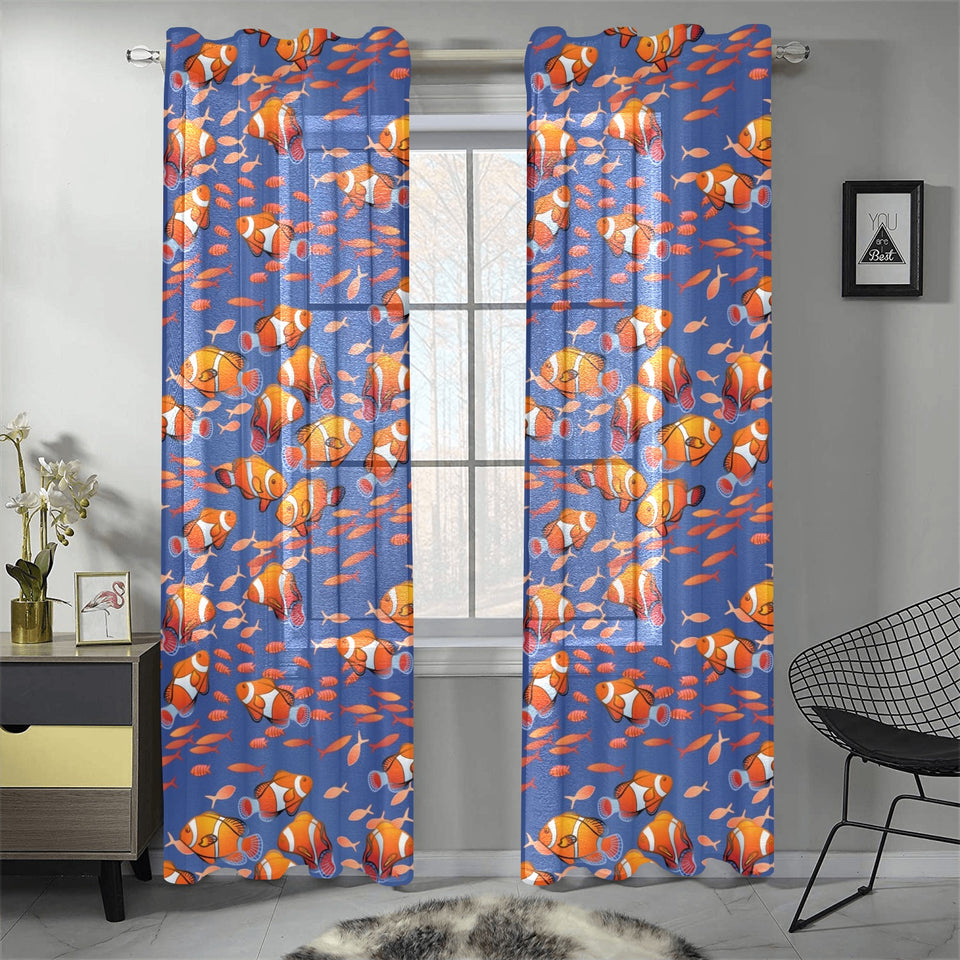 Clown Fish Pattern Print Design 04 Gauze Curtain