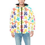 Pigeon Pattern Print Design 01 Men's Padded Hooded Jacket