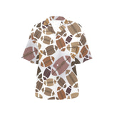 American football ball pattern Women's All Over Print Hawaiian Shirt