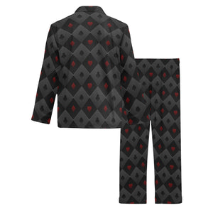 Casino Cards Suits Pattern Print Design 05 Men's Long Pajama Set