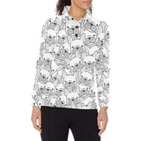 Cute french bulldog head pattern Women's Long Sleeve Polo Shirt