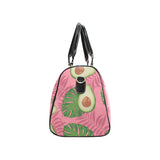 Avocado slices leaves pink back ground Travel Bag