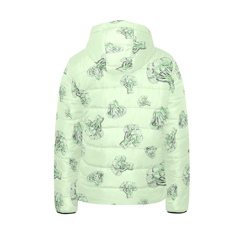 broccoli sketch pattern Kids' Boys' Girls' Padded Hooded Jacket
