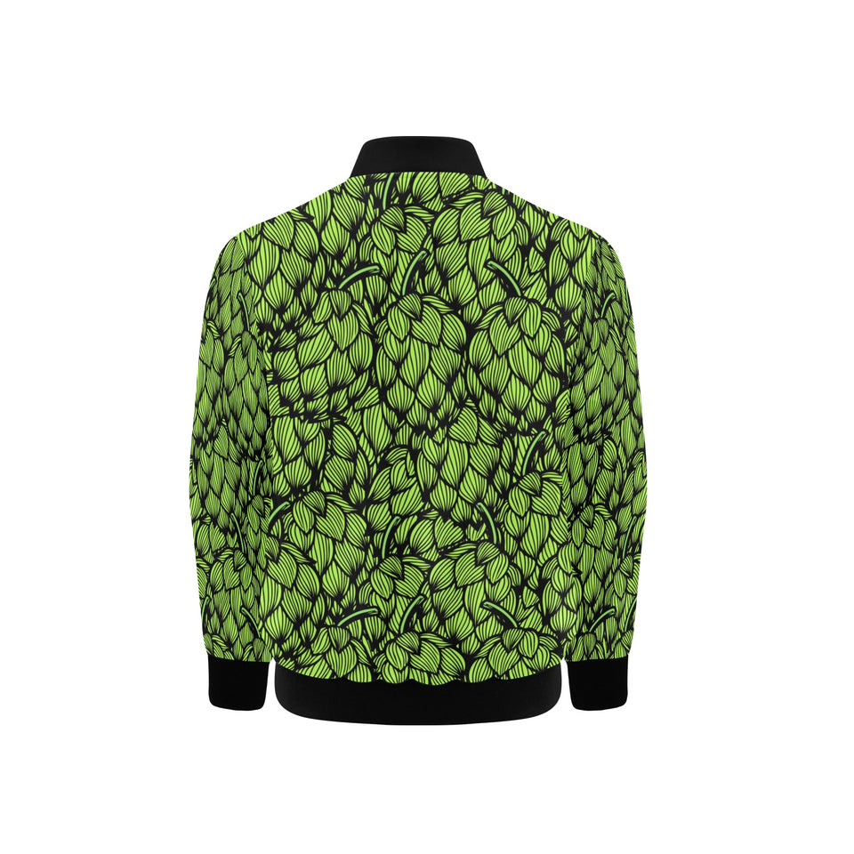 Green hop pattern Kids' Boys' Girls' Bomber Jacket