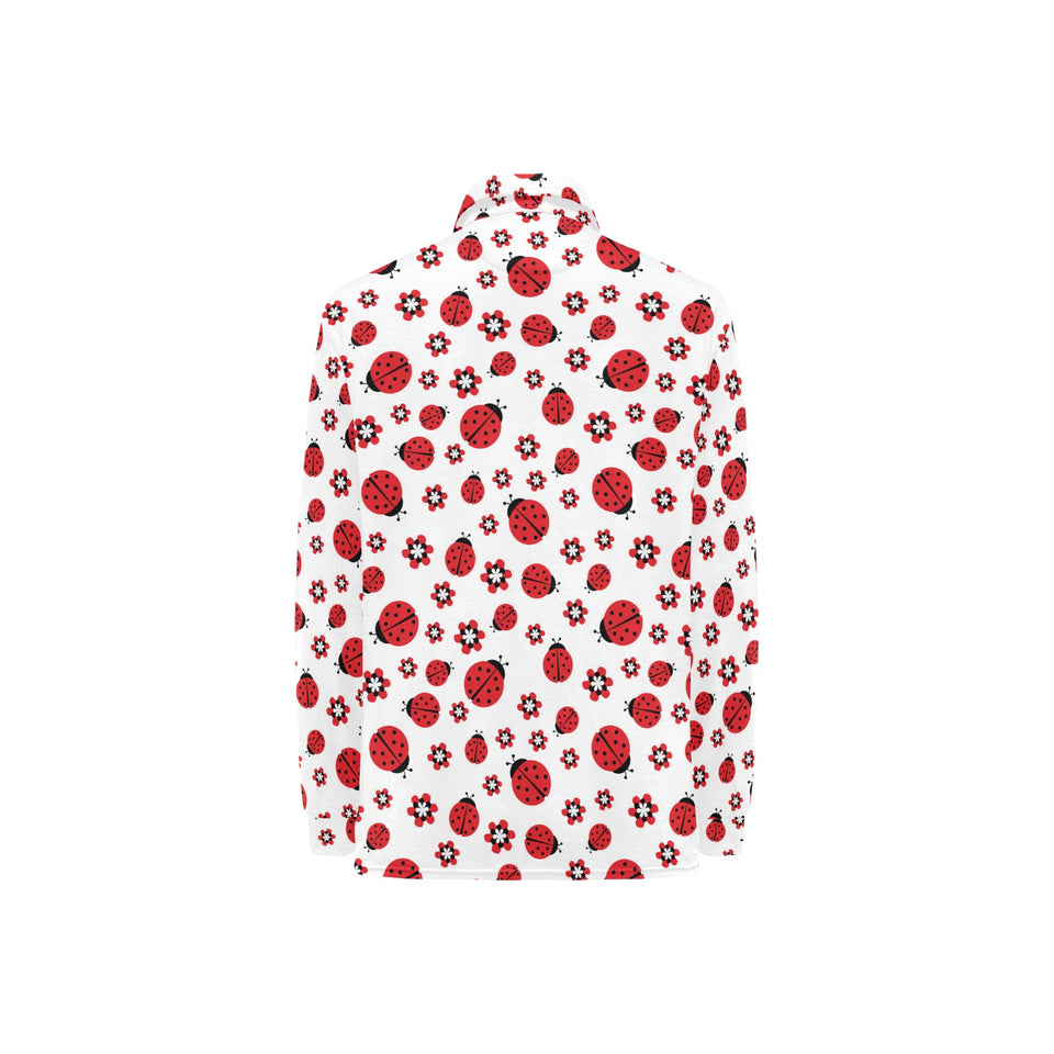 Ladybug Pattern Print Design 04 Women's Long Sleeve Polo Shirt