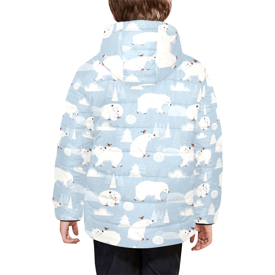Cute polar bears Christmas decoration pattern Kids' Boys' Girls' Padded Hooded Jacket